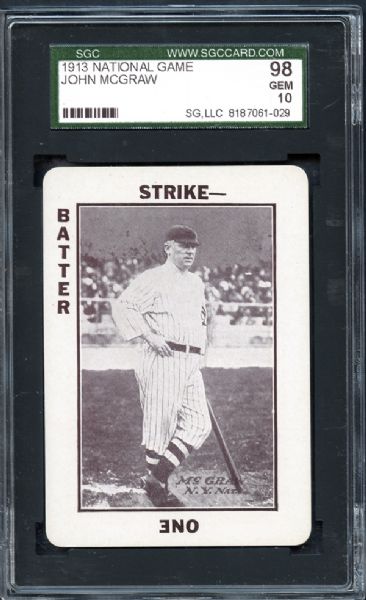 1913 National Game John McGraw SGC 98 GEM 10