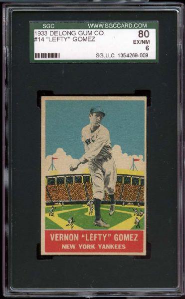 1933 DeLong #14 "Lefty" Gomez SGC 80 EX/NM 6