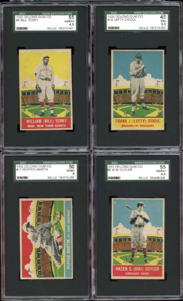 1933 DeLong Group of (4) Different with HOFers All SGC Graded