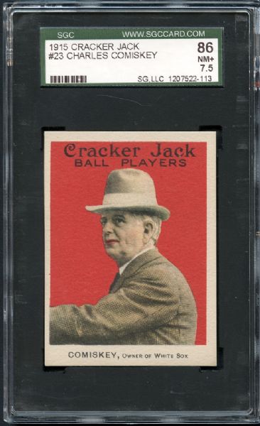 1915 Cracker Jack #23 Charles Comiskey SGC 86 NM+ 7.5