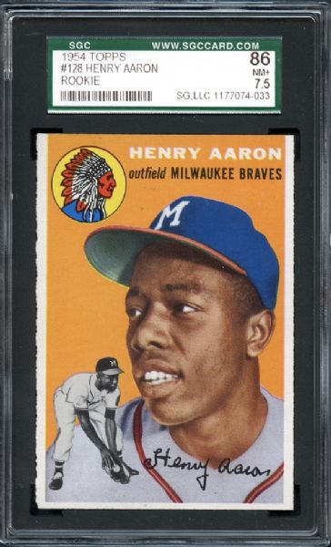 1954 Topps #128 Henry Aaron SGC 86 NM+ 7.5