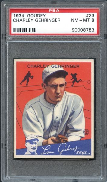 1934 Goudey #23 Charley Gehringer PSA 8 NM/MT