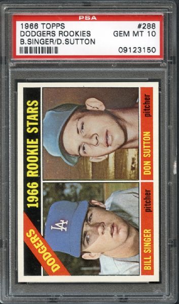 1966 Topps #288 Dodgers Rookies Don Sutton PSA 10 GEM MINT 1 Of Just 2 Examples Graded At This Level