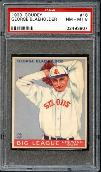 1933 Goudey #16 George Blaeholder PSA 8 NM/MT