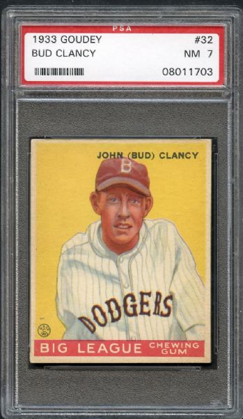 1933 Goudey #32 Bud Clancy PSA 7 NM