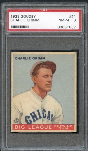 1933 Goudey #51 Charlie Grimm PSA 8 NM/MT