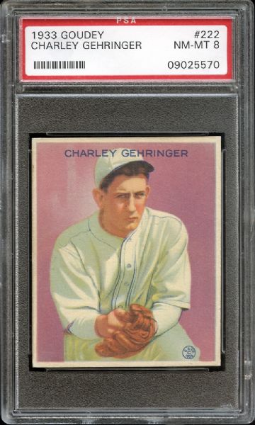 1933 Goudey #222 Charley Gehringer PSA 8 NM/MT