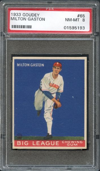 1933 Goudey #65 Milton Gaston PSA 8 NM/MT