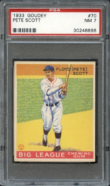 1933 Goudey #70 Pete Scott PSA 7 NM