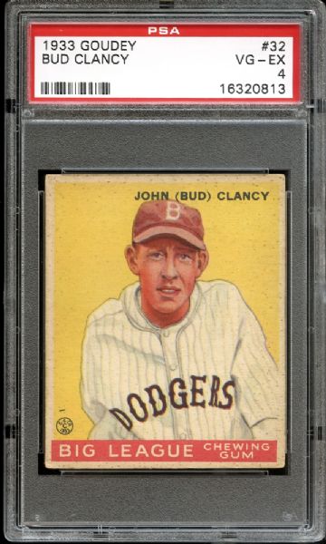 1933 Goudey #32 Bud Clancy PSA 4 VG/EX