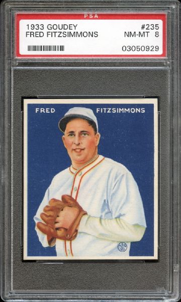 1933 Goudey #235 Fred Fitzsimmons PSA 8 NM/MT 