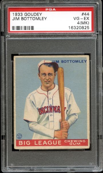 1933 Goudey #44 Jim Bottomley PSA 4 VG/EX (MK)