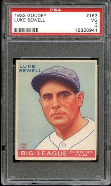 1933 Goudey #163 Luke Sewell PSA 3 VG