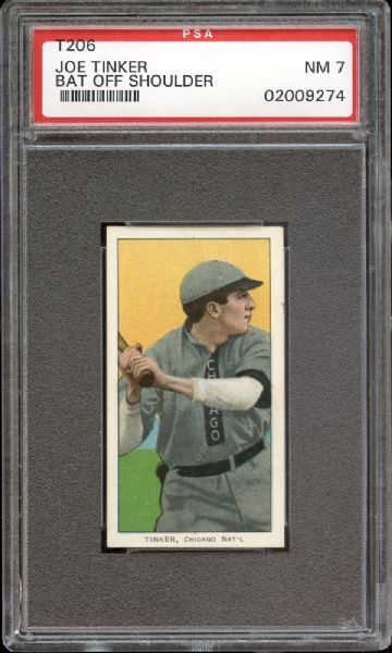 1919-11 T206 Old Mill Joe Tinker "Bat Off Shoulder" PSA 7 NM