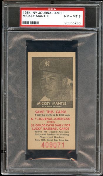 1954 NY Journal American Mickey Mantle PSA 8 NM/MT