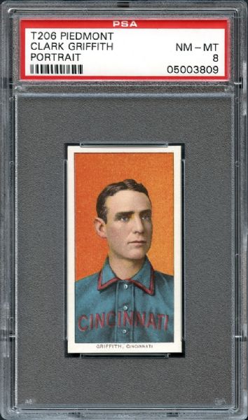 1909-11 T206 Piedmont Clark Griffith "Portrait PSA 8 NM/MT