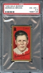 1911 T205 Gold Border Mordecai Brown With Drum Advertisement  PSA 4.5 VG/EX+