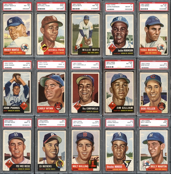 1953 Topps Baseball Complete Set Completely PSA Graded #3 On The PSA Set Registry With An 8.41 GPA
