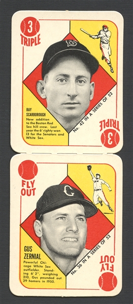 1951 Topps Red Backs 2-Card Panel 36 Zernial/42 Scarborough 