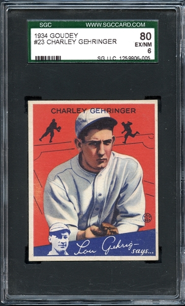 1934 Goudey #23 Charley Gehringer SGC 80 EX/NM 6