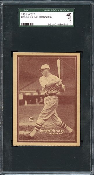 1931 W517 #38 Rogers Hornsby SGC 40 VG 3