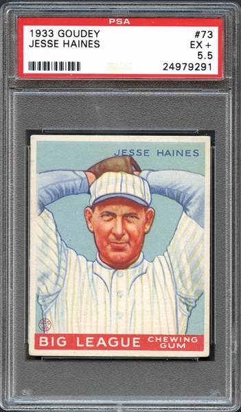 1933 Goudey #73 Jesse Haines PSA 5.5 EX+