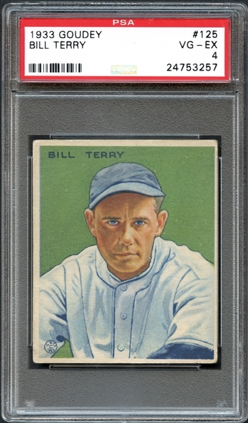 1933 Goudey #125 Bill Terry PSA 4 VG/EX