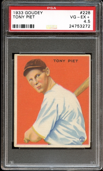 1933 Goudey #228 Tony Piet PSA 4.5 VG/EX+