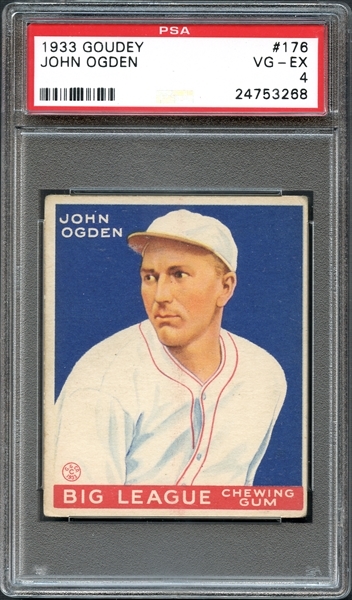 1933 Goudey #176 John Ogden PSA 4 VG/EX