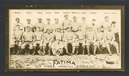 1913 T200 Fatima Team Card New York Nationals 