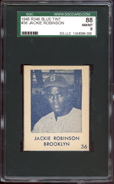 1948 R346 Blue Tint #36 Jackie Robinson SGC 88 NM/MT 8