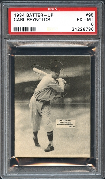 1934 Batter-Up #95 Carl Reynolds PSA 6 EX/MT