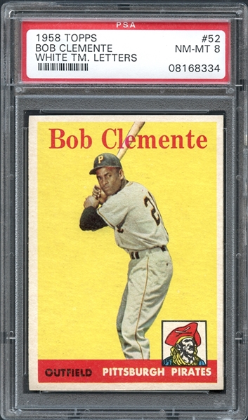 1958 Topps #52 Bob Clemente White Letters PSA 8 NM/MT