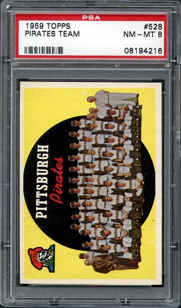 1959 Topps #528 Pirates Team PSA 8 NM/MT