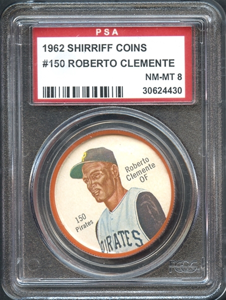 1962 Shirriff Coins #150 Roberto Clemente PSA 8 NM/MT
