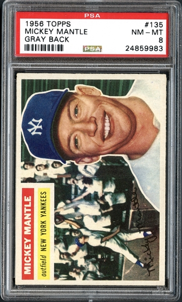 1956 Topps #135 Mickey Mantle PSA 8 NM/MT
