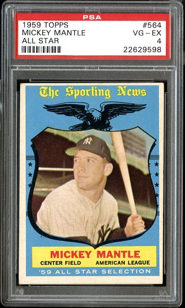 1959 Topps #564 Mickey Mantle All Star PSA 4 VG/EX