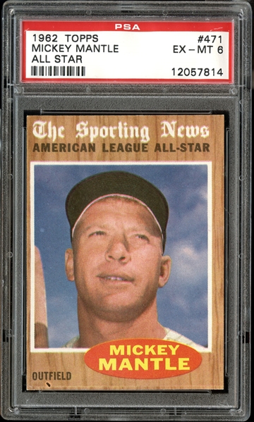 1962 Topps #471 Mickey Mantle All Star PSA 6 EX/MT