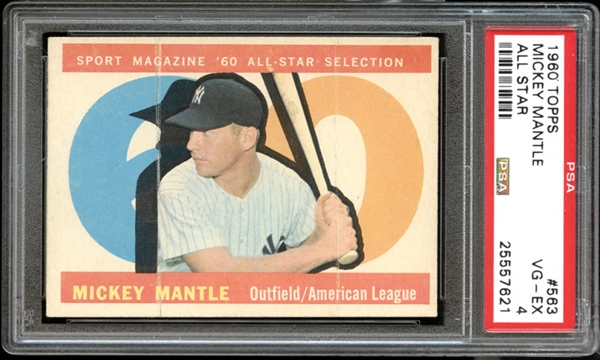 1960 Topps #563 Mickey Mantle All Star PSA 4 VG/EX