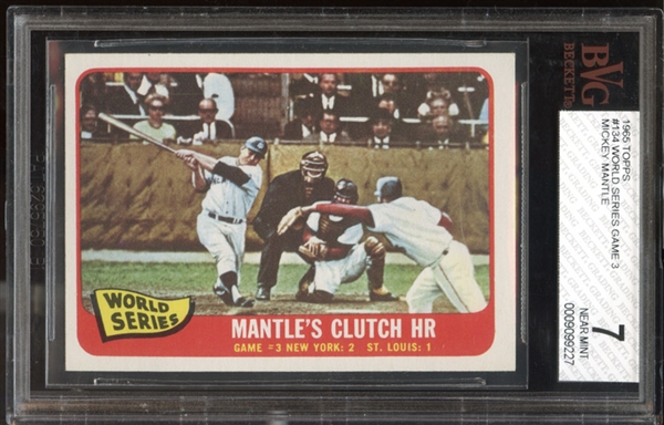 1965 Topps #134 World Series Game 3 "Mantles Clutch HR" BVG 7 NM