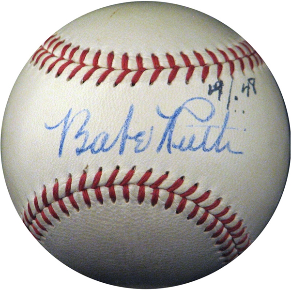 vintage sports memorabilia, autographed baseball, Babe Ruth