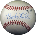 Spectacular Babe Ruth Single-Signed OAL (Harridge) Ball