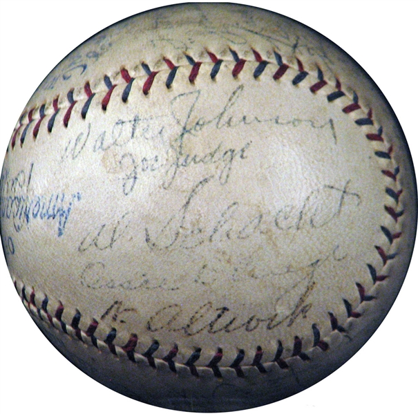 1927 Washington Senators Team-Signed OAL (Johnson) Ball with (26) Signatures Featuring Walter Johnson and Tris Speaker