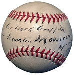 Franklin D. Roosevelt Single-Signed OAL (Harridge) Ball Inscribed to Clark Griffith and Attributed to Opening Day 1937