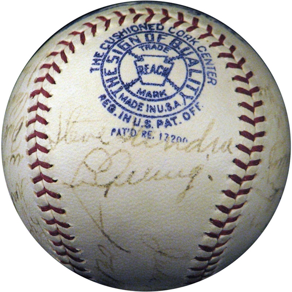 1938 New York Yankees Team-Signed OAL (Harridge) Ball with (21) Signatures Featuring Gehrig and DiMaggio