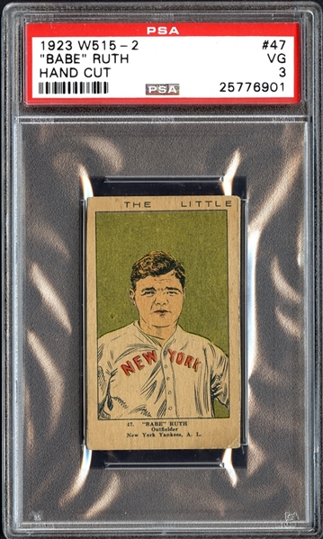 1923 W515-2 #47 Babe Ruth Hand Cut PSA 3 VG