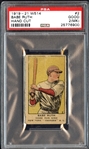 1919-21 W514 #2 Babe Ruth Hand Cut PSA 2(MK) GOOD