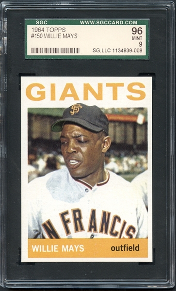 1964 Topps #150 Willie Mays SGC 96 MINT 9