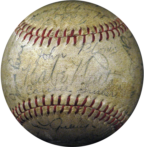 1931 New York Yankees Team-Signed Junior League Baseball with (22) Signatures Featuring Ruth and Gehrig