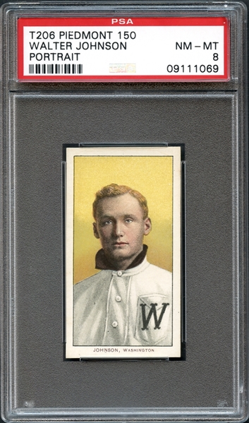 1909-11 T206 Piedmont 150 Walter Johnson Portrait PSA 8 NM/MT